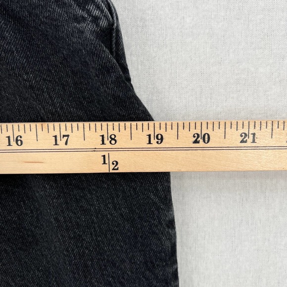 ABERCROMBIE & FITCH Mom Jeans Womens 27 4 Black High Rise Paperbag Tapered Raw - Picture 12 of 14